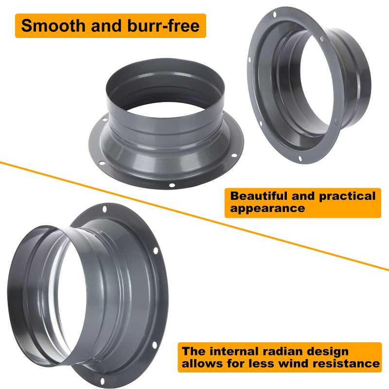 ZOEYES 4 PCS 4 Inch Duct Connector Flange Inlet Fitting Metal Straight Pipe Flange Ventilation Pipe Connector for Heating Cooling Ventilation HVAC System(Silvery Gray) - Image 4